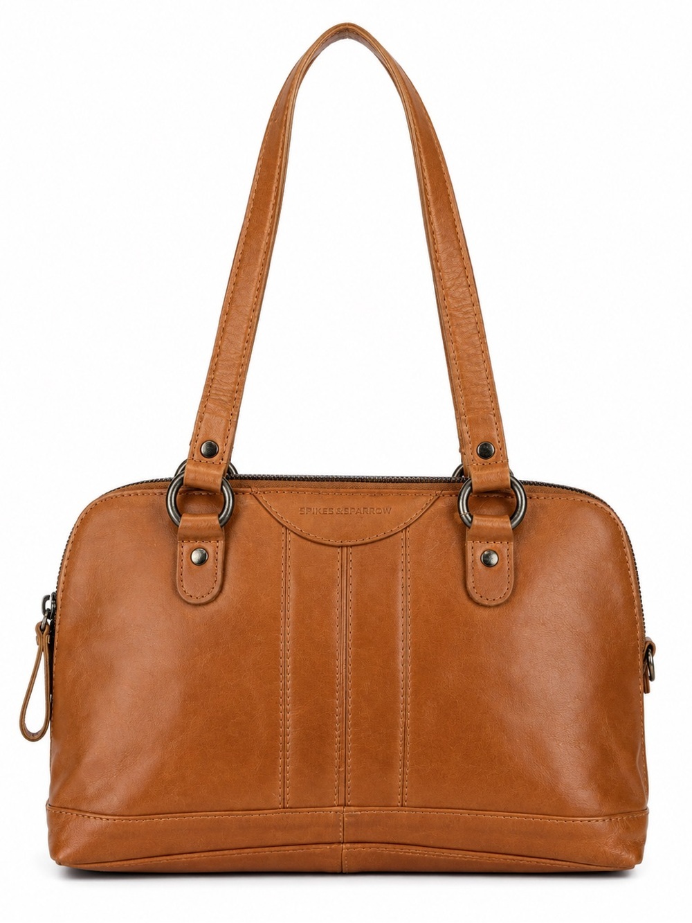 Spikes & Sparrow Brandy Cognac Leather East-West Shoulder Bag Satchel